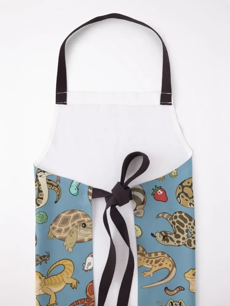 Синий фартук для рептилий с рисунком домашних животных платья дома и кухни