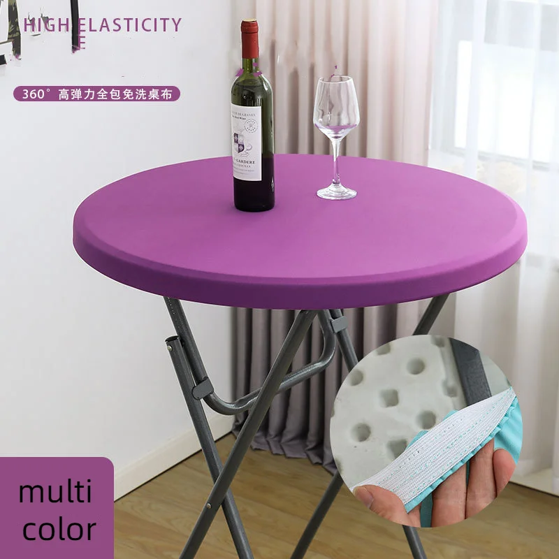High Stretch Round Tablecloth Cocktail Spandex Table Cloth Bar Hotel Wedding Party Table Cover 60/80cm Multi-color
