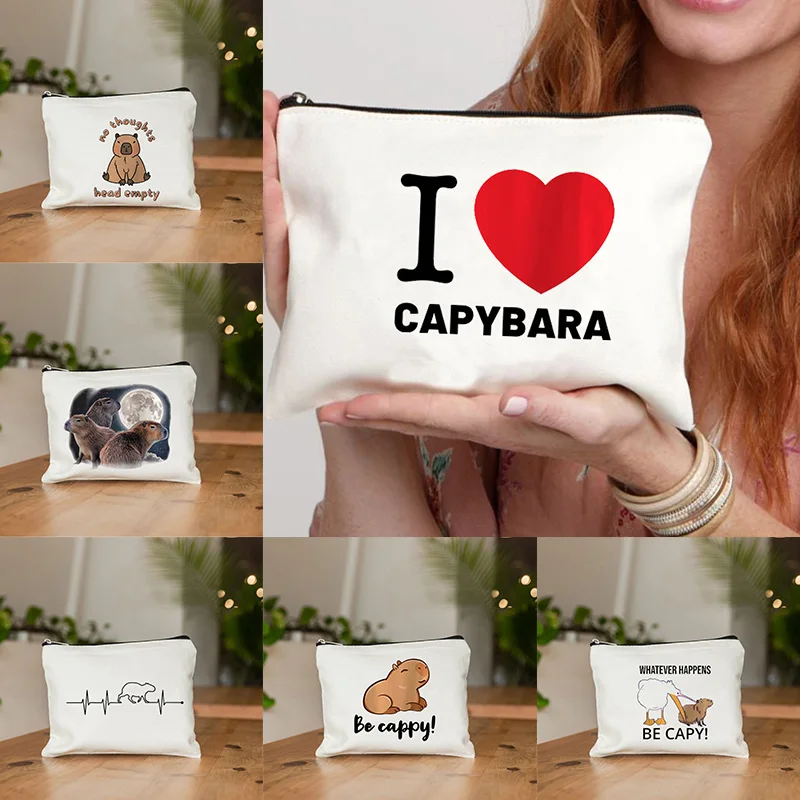 

Extreme Cuteness Guinea Pig Canvas Makeup Bag Complete Kit Storage Make Up Organizer Pencil Case Youth Women's Bags Makeup Femme