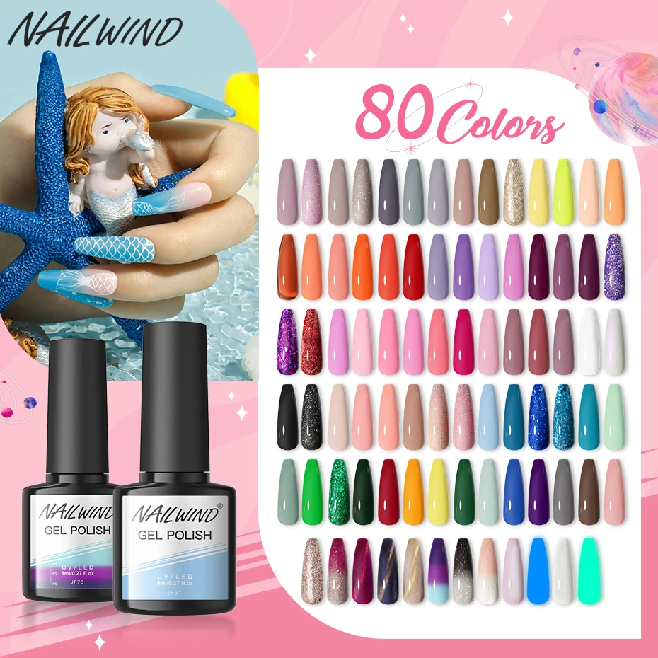 

NAILWIND Nail Gel Polish Colorful Gel Varnish Soak Off Nails Art Base Top Coat Semi Permanent UV Nail Polish Glitter Gel Nail