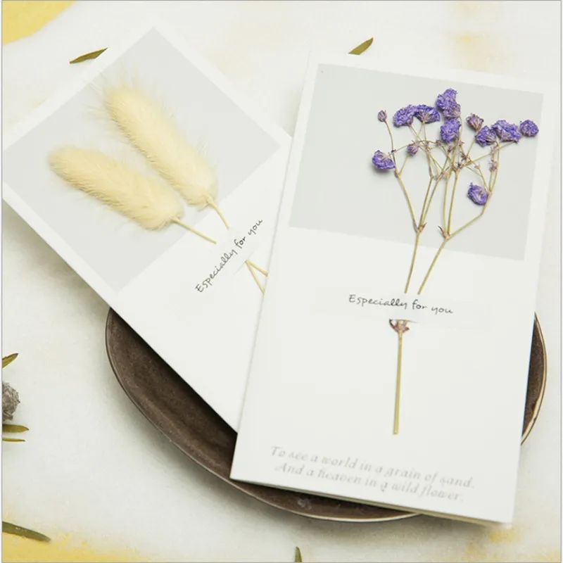 

free shipping 50pcs Small fresh flowers dried flowers greeting card christmas greeting card for Valentine's Day Christmas