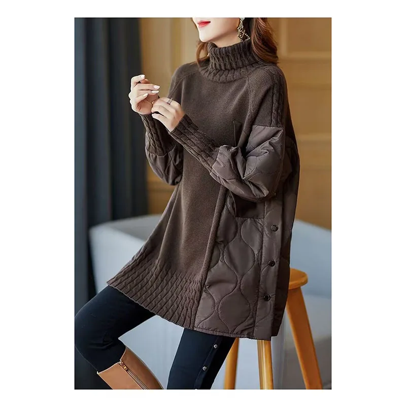 

2023 Ladies Autumn Winter New Casual Long Sleeve Turtleneck Knit Sweaters Tops Korean Fashion Loose Women's Sweater Pull