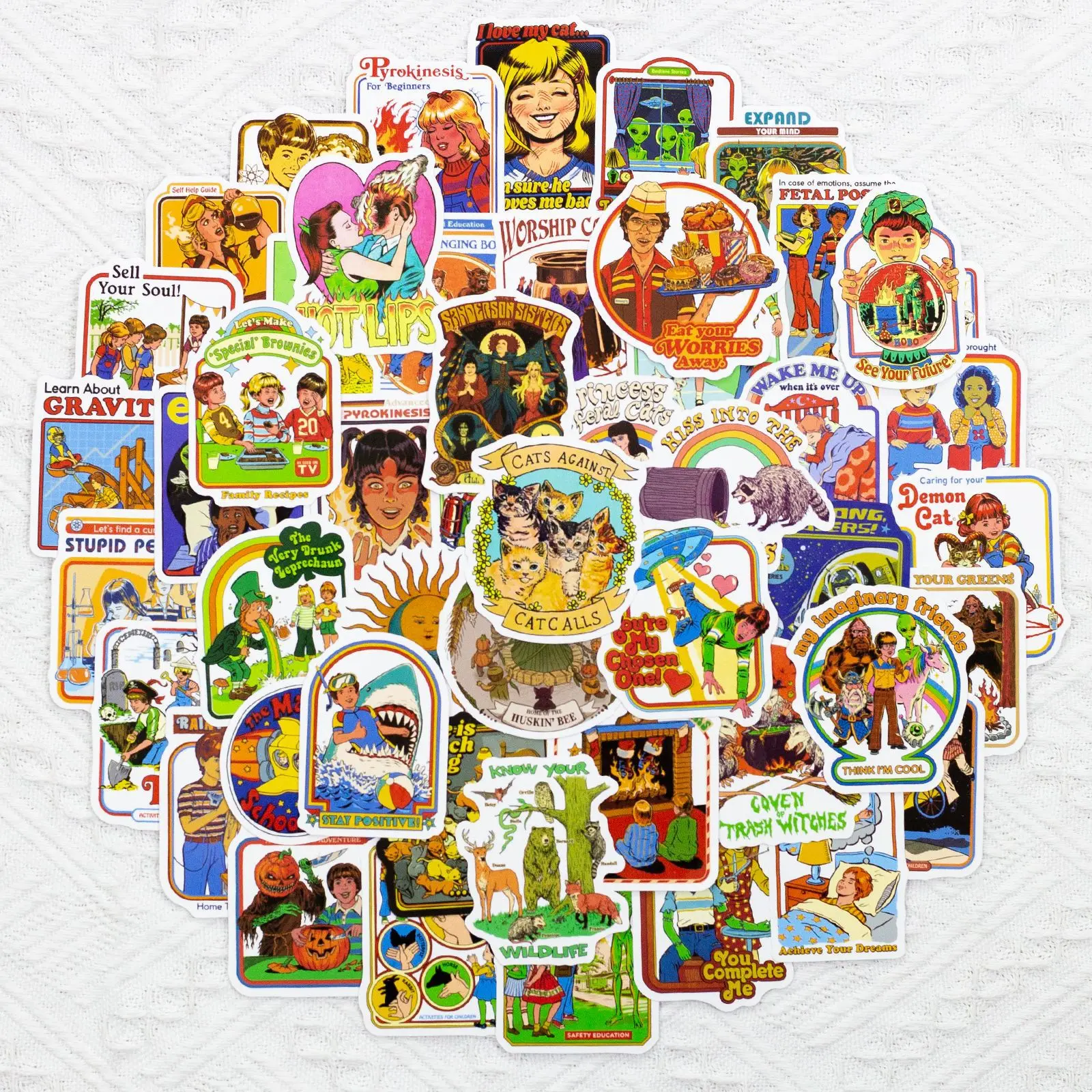 

50pcs Humor Retro Cartoon Stickers Luggage Skateboard Cute Kids Toys DIY Cool Graffiti Sticker Decal Scrapbooking Vintage 2022