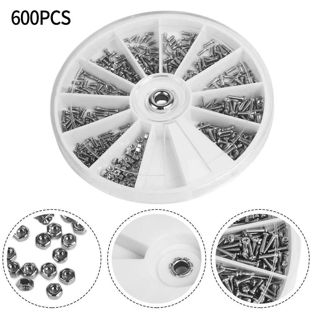 

Kits Screw Nut M1/m1.2/m1.4 Nuts Screws Set Small Stainless Steel 600pcs Accessories Assorted Bolts High Quality