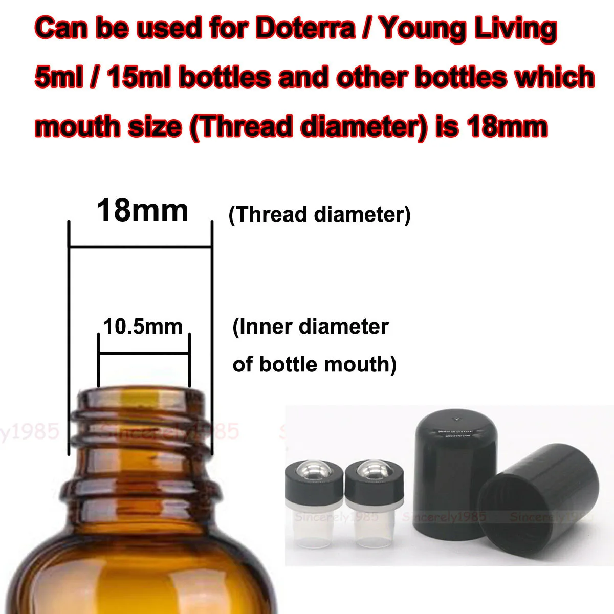 20pcs/lot 18mm / 410 Bead Roller Ball Plug for Glass Perfume essential oils Roll on Bottle can fit 5ml 15ml  to 100ml