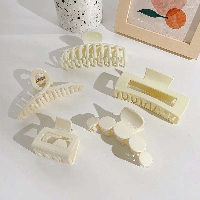 

Корейские элегантные большие заколки для волос для женщин и девушек бежевый цвет заколка для конского хвоста густые заколки для волос краб...