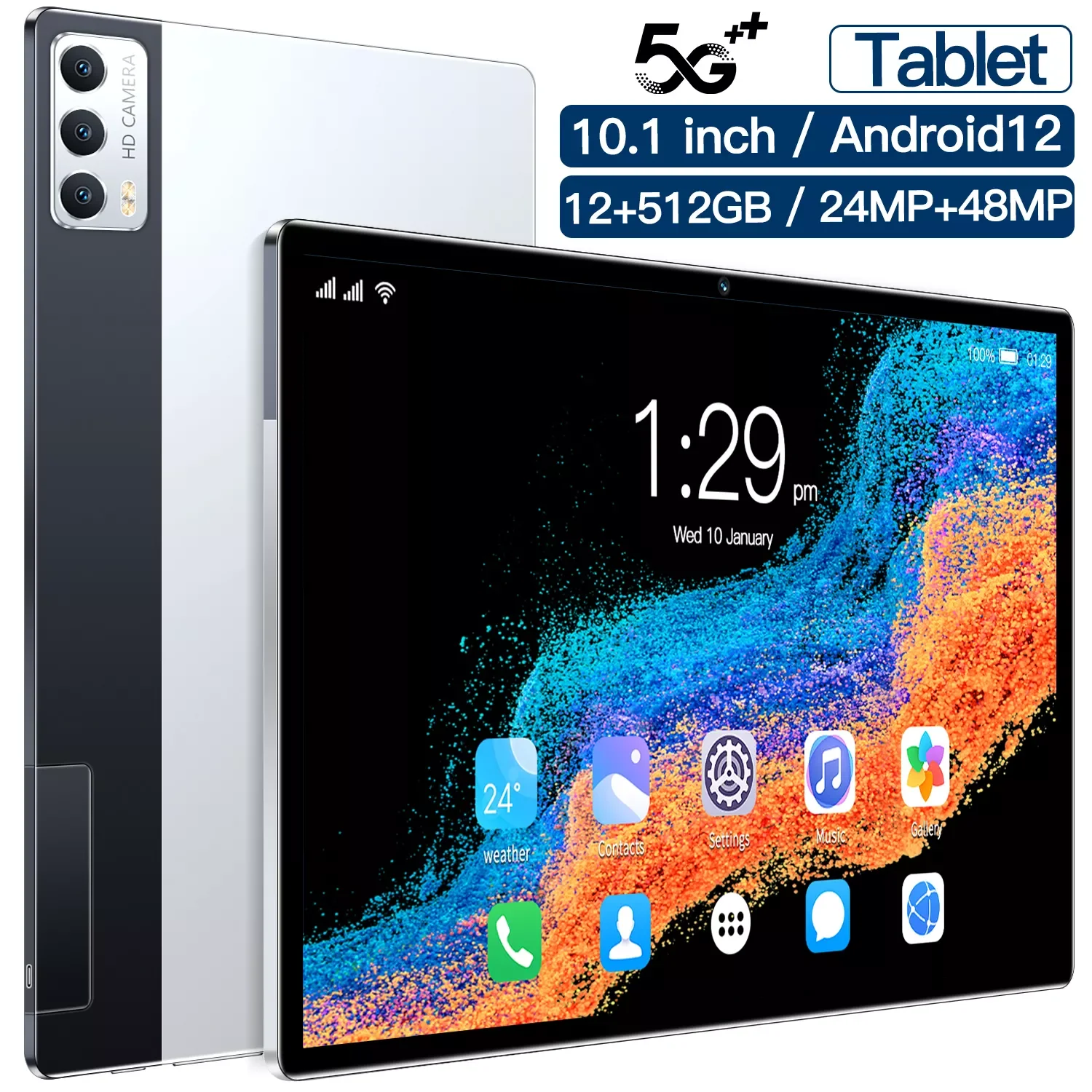 

Tablet Android 12 10.1inch WIFI 2K LCD Screen Snapdragon Octa Core 12GB 512GB Cheap mobile phone with free shipping