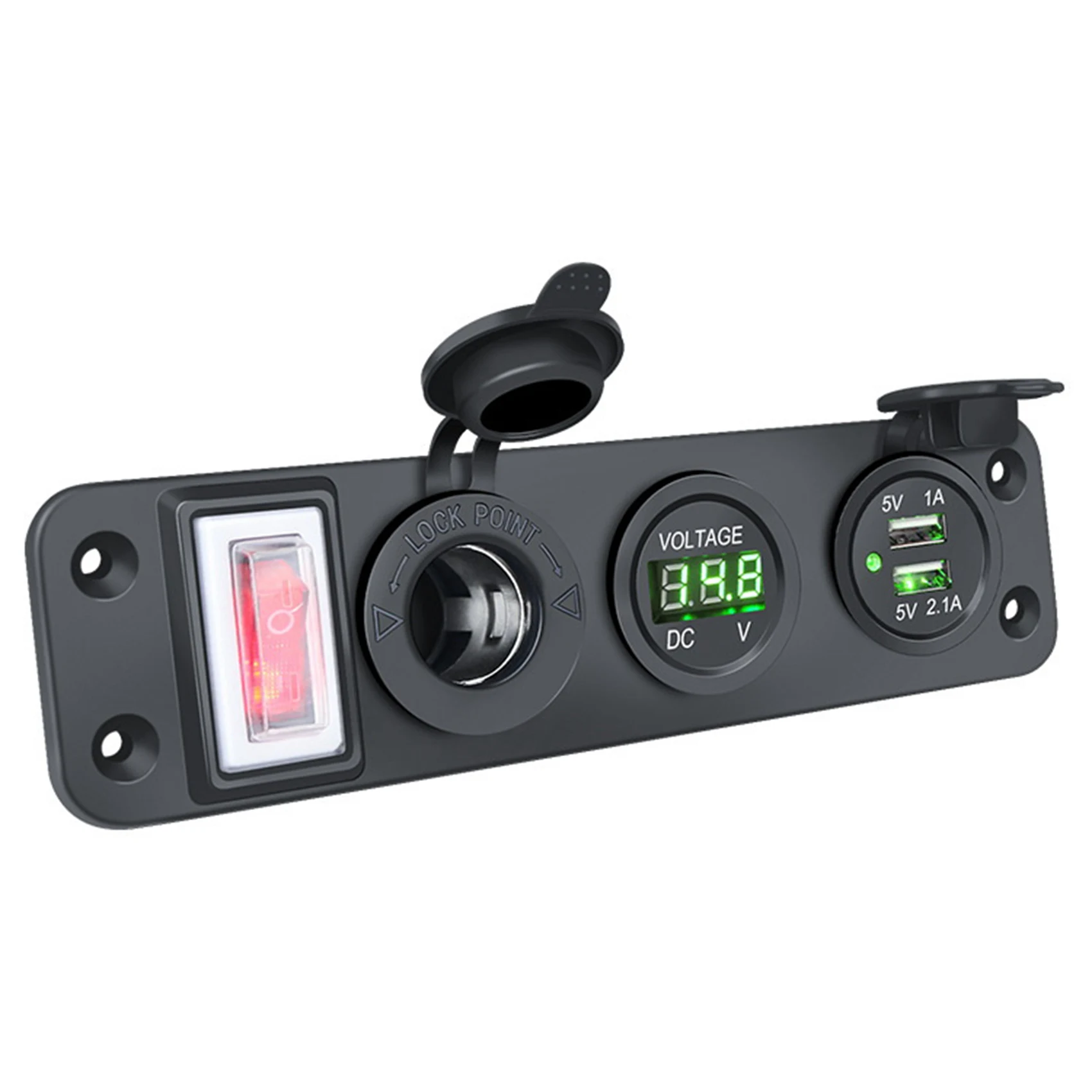 

4 in 1 New Digital Voltmeter+12V Power Socket +Dual USB Power Charger Adapter Marine USB Charging Socket Green