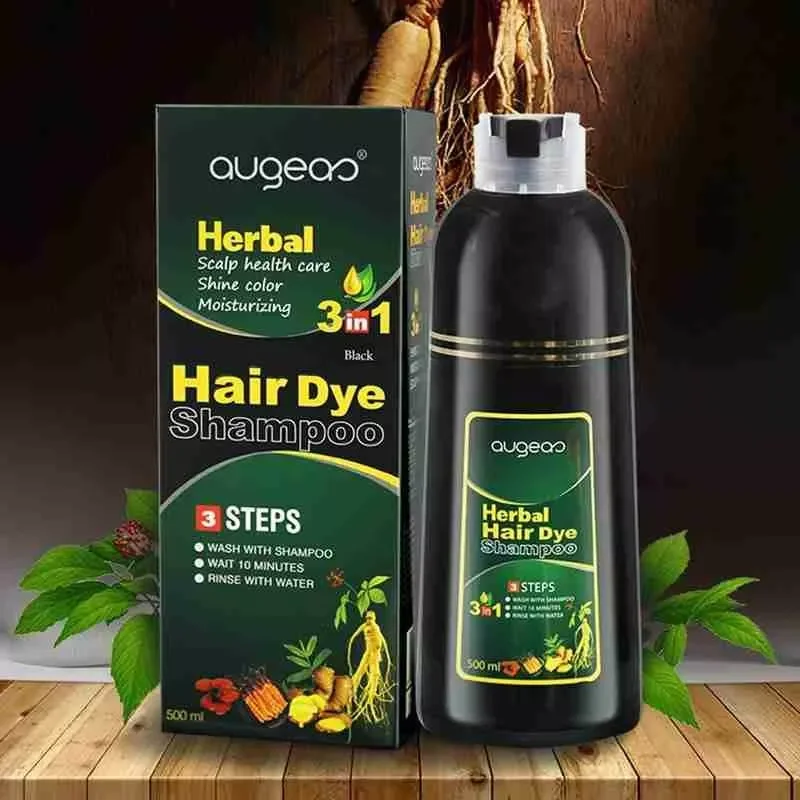

NEW2023 30ml500ml Hair Dye Only 15-25Mins Organic Natural Plant Essence Fast Hair Color Shampoo For Unisex Cover Gray White Hair