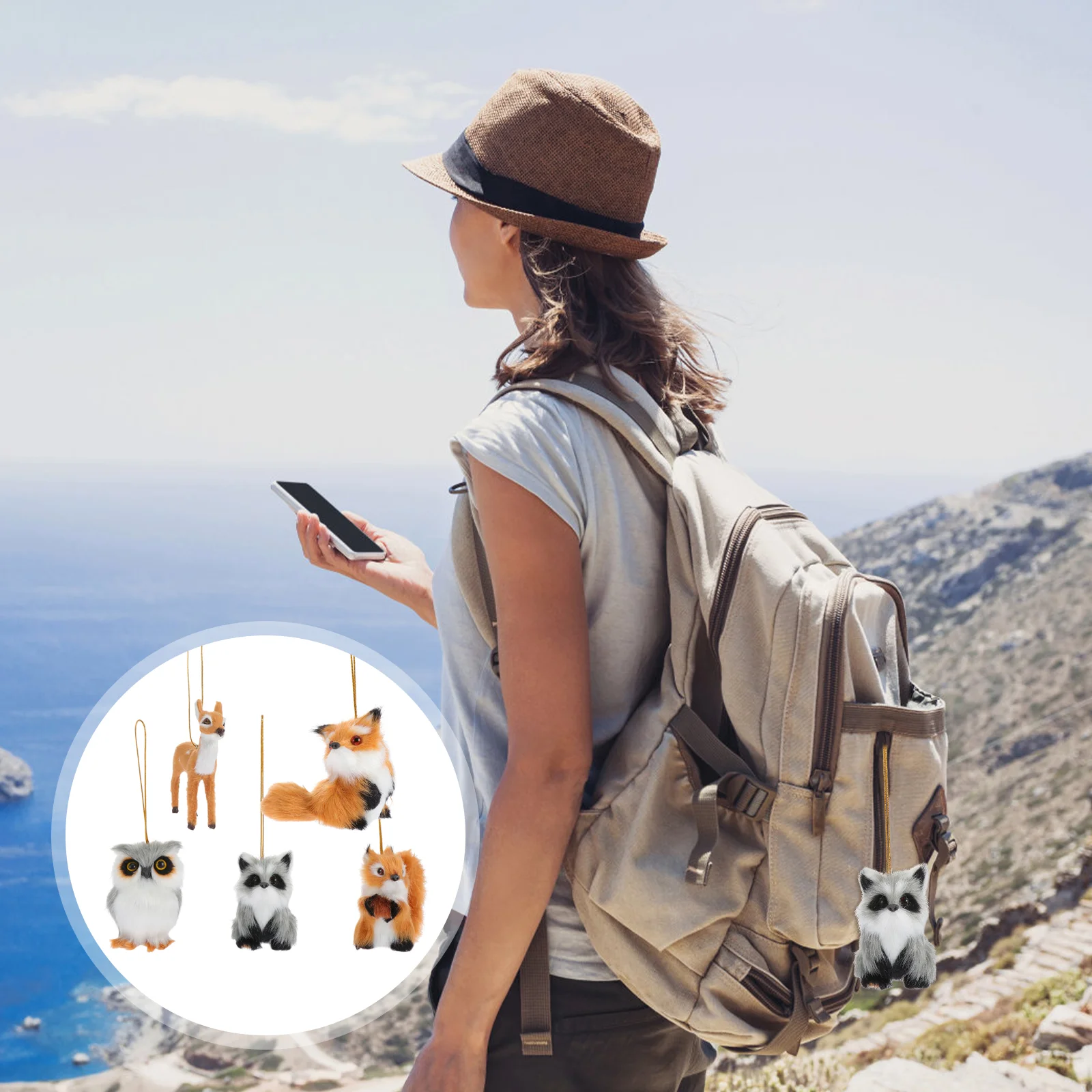 

5Pcs Animal Decorations Plush Animal Pendants Christmas Animal Decors Pendants for Decor