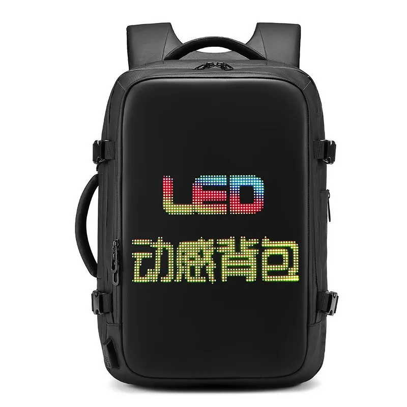 Men LED Display Travel Backpack Business 17 Inch Laptop Backpack DIY Smart Backpack USB Charging Port School Backpack