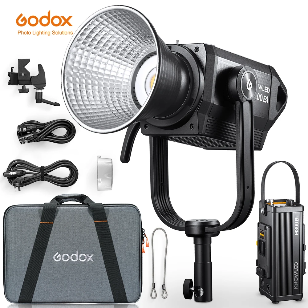 

Godox KNOWLED M200BI 230W M300BI 330W 2800-6500K Bi-color Continuous LED Video Light Built-in FX Effects with Portable Case