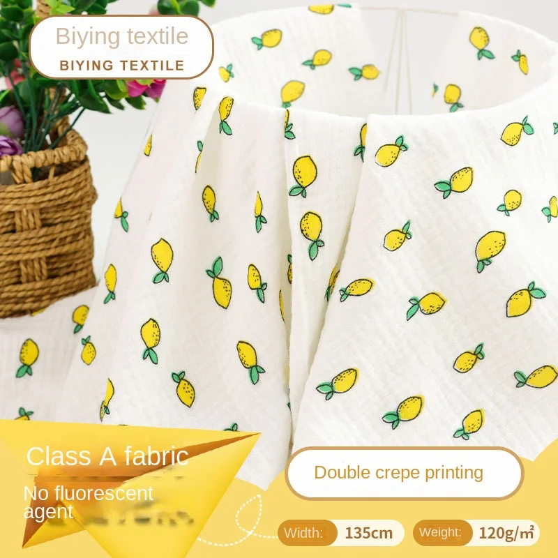 

500X135CMCotton Double Layer Crepe Printed Mango Fine Printed Baby Children's Saliva Towel, Pajamas, and Climbing Clothes Fabric