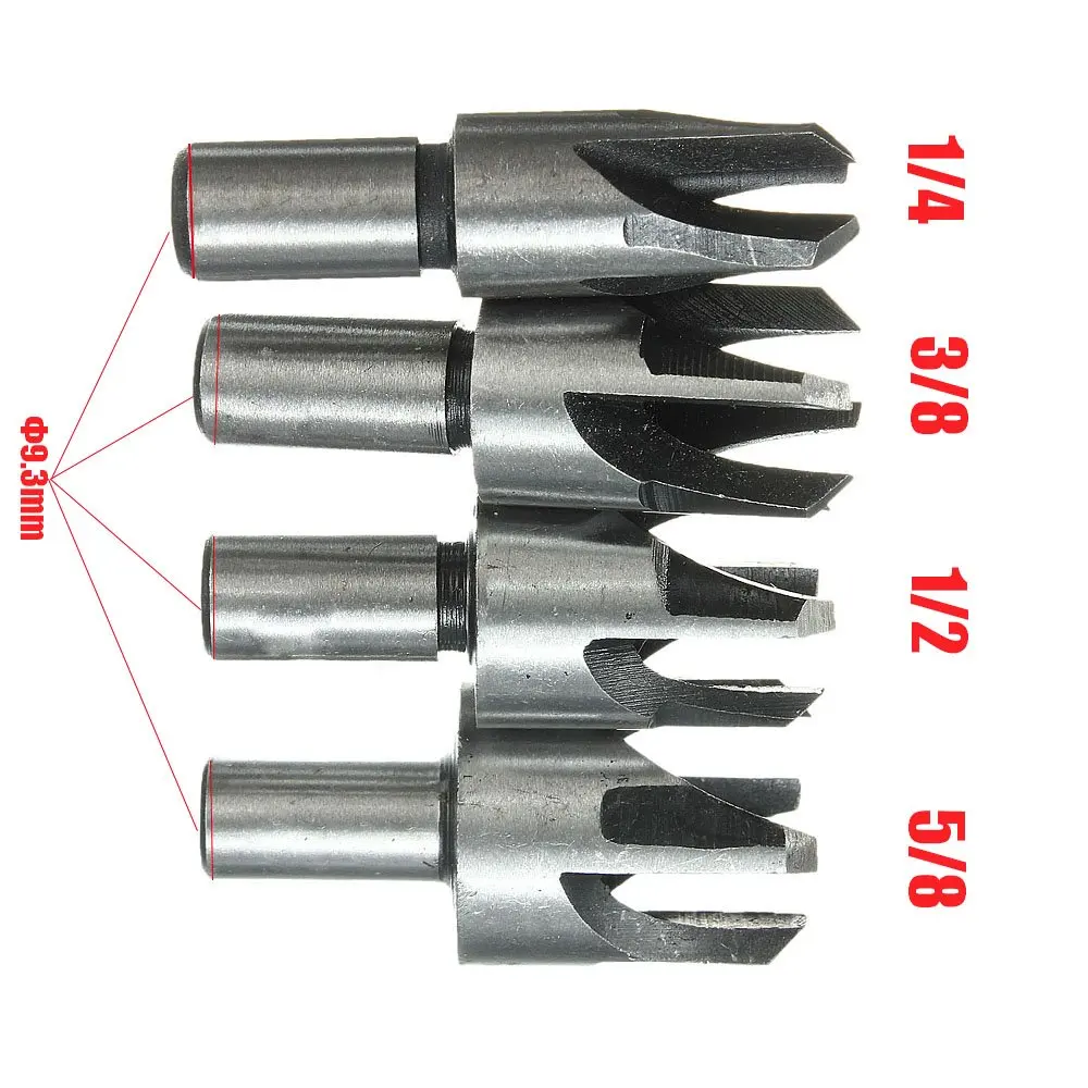 

4pcs Wood Plug Cutter Cutting Tool Drill Bit Set 1/4" 2/5" 1/2" 5/8" Tapered Woodworking Claw Drill Bit Knife 6mm 10mm 13mm 16mm