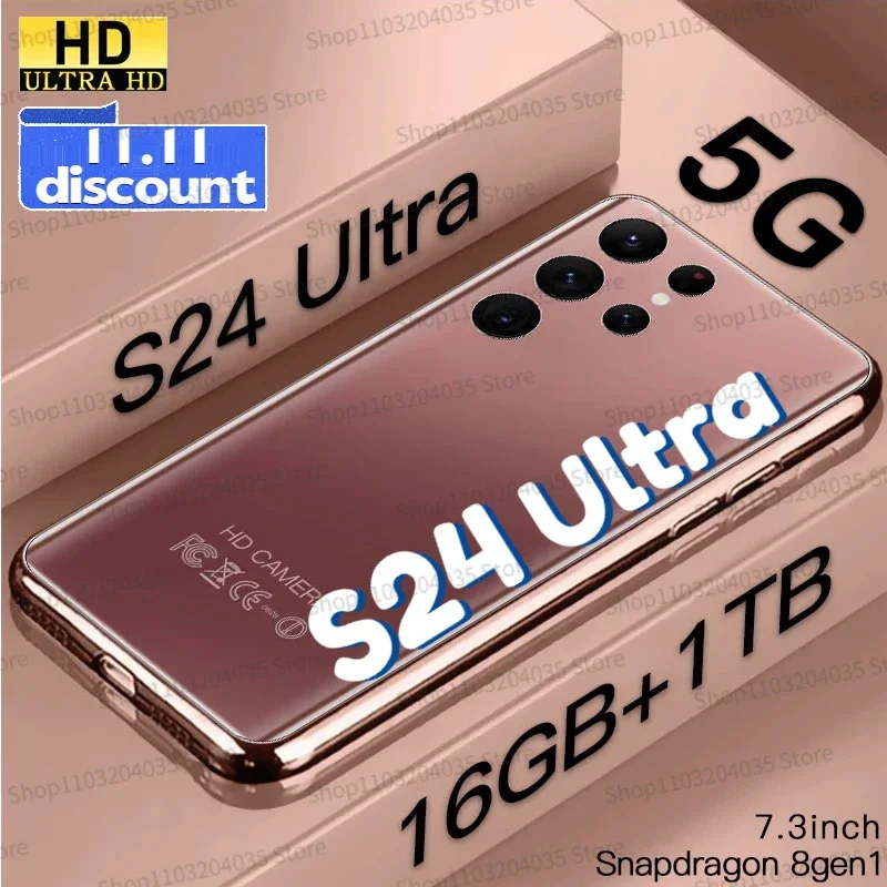 

New Smartphone S24 Ultra 7.3Inch Android12 Sanpdragon8 telefone 6800mAh 16+1TB Cell phones Camera Unlock Mobile Phones 5G Handys