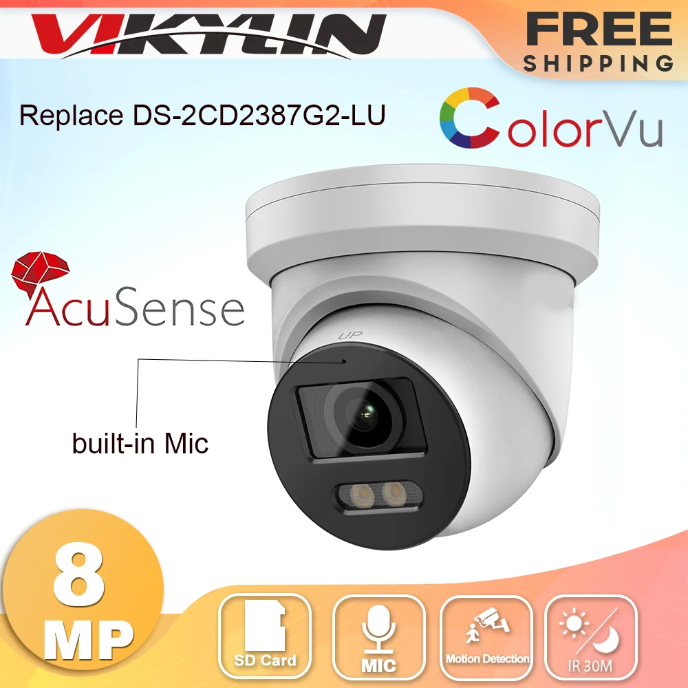 

Hikvision OEM 8MP ColorVu IP Camera DS-2CD2387G2-LU AcuSense Built-in Mic Support SD Card Slot Protection Surveillance Camera