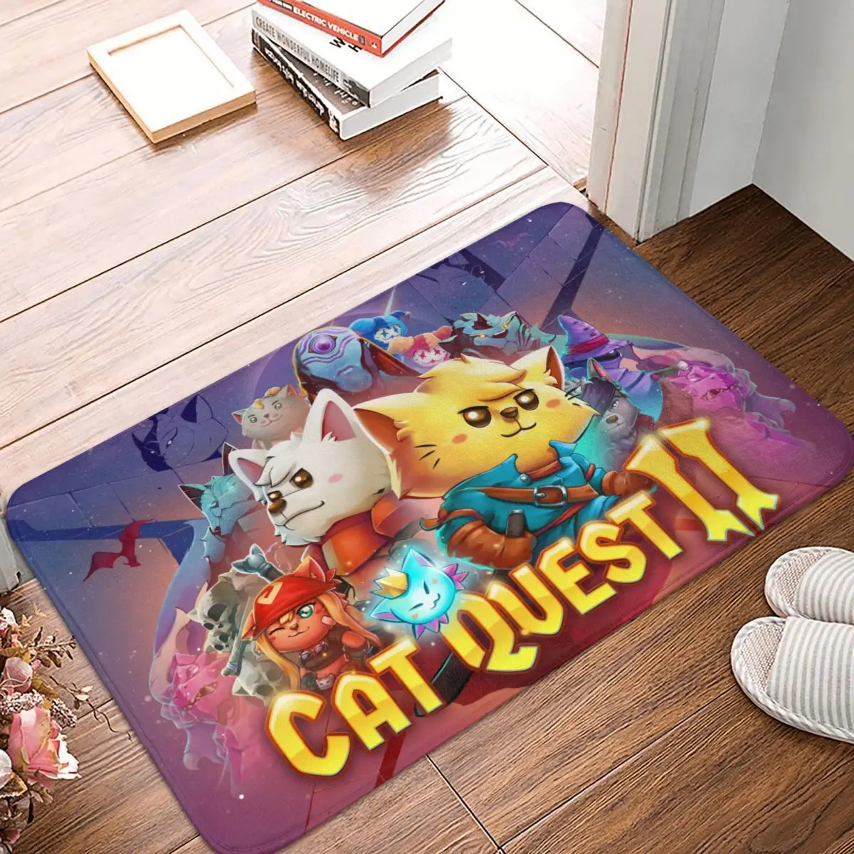 Non-slip Doormat Cat Quest Poster Carpet Bath Kitchen Mat Prayer Indoor Decorative