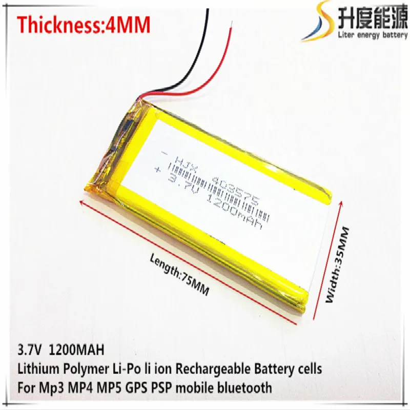 

5pcs [SD] 3.7V 1200mAh 403575 Lithium Polymer Li-Po li ion Rechargeable Battery cells For Mp3 MP4 MP5 GPS mobile bluetooth