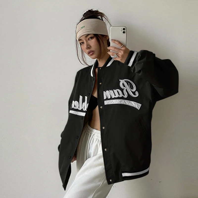 

Spring Autumn Baseball Coats Fashion Female Clothing Streetwear Trench Elegant Vintage Casual Harajuku Bomber Women Jackets