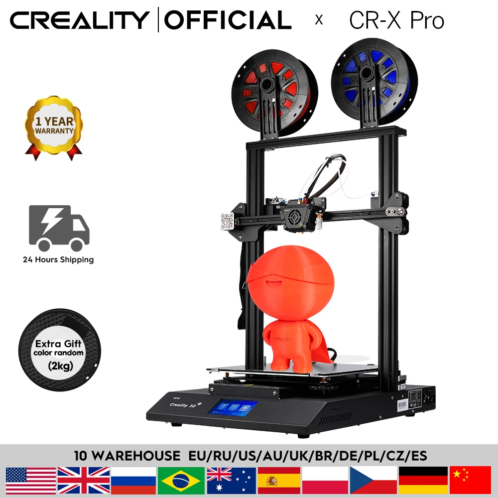 

3D-принтер CREALITY 3D CR-X PRO, двухцветный, BL Touch, бесшумная материнская плата, источник питания Meanwell, нить из пла 2 кг