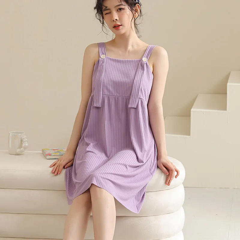 

Summer Nightgowns Women Modal Sleeveless Spaghetti Strap Sleepshirts Casual Home Dress Nightshirt Nightwear Sleepwear Plus Size