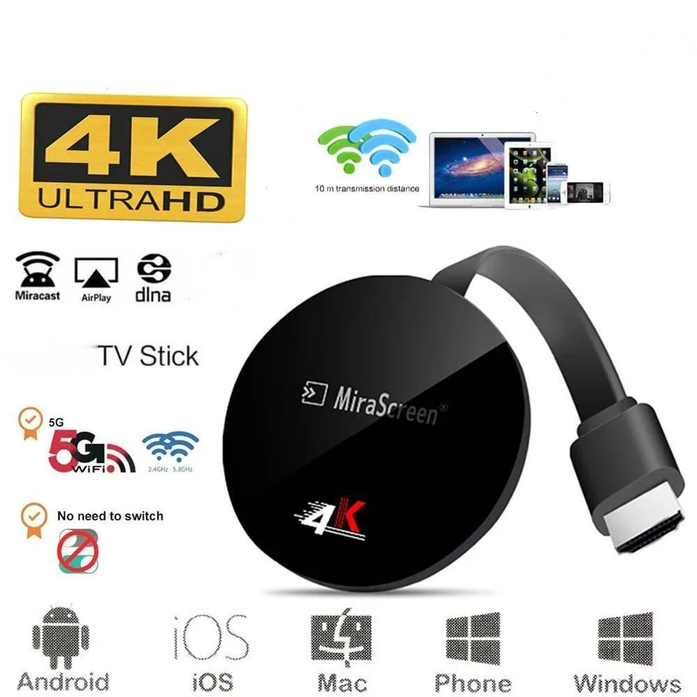 

MiraScreen TV Stick Box 2,4G 5G 4K цифровой ключ для TV Miracast Airplay Беспроводной Wi-Fi дисплей для IOS Windows Andriod ПК