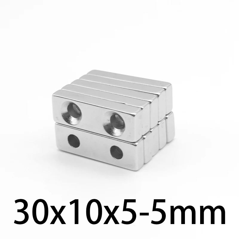 

2/5/10/15/20/50PCS 30x10x5-5mm Neodymium Magnet Countersunk Hole 5mm Block Rectangular Powerful Strong Magnetic Magnet 30*10*5-5