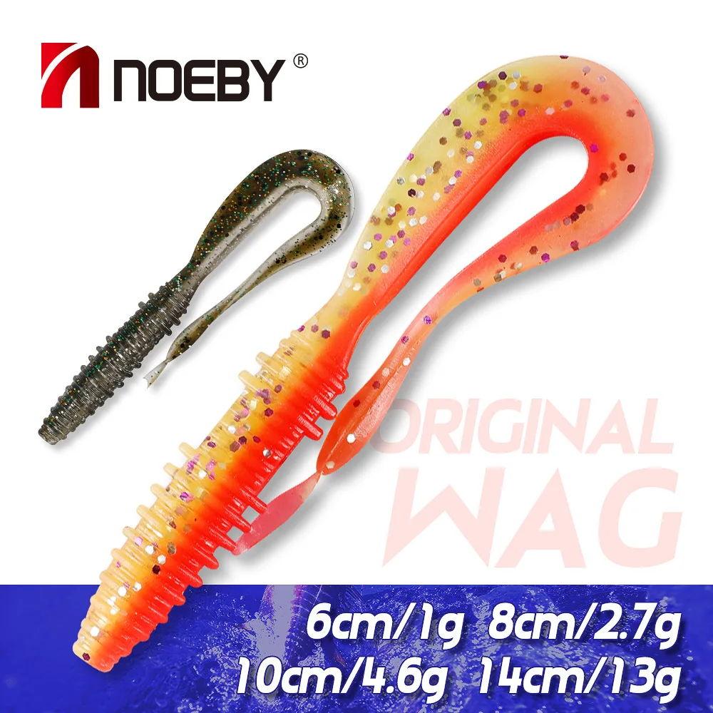 Noeby Soft Lure vibrating tails 14cm 10cm 8cm 6cm Long Tail Mad Original Wag Wobblers Fishy Smell Fishing Bait Leurre Souple