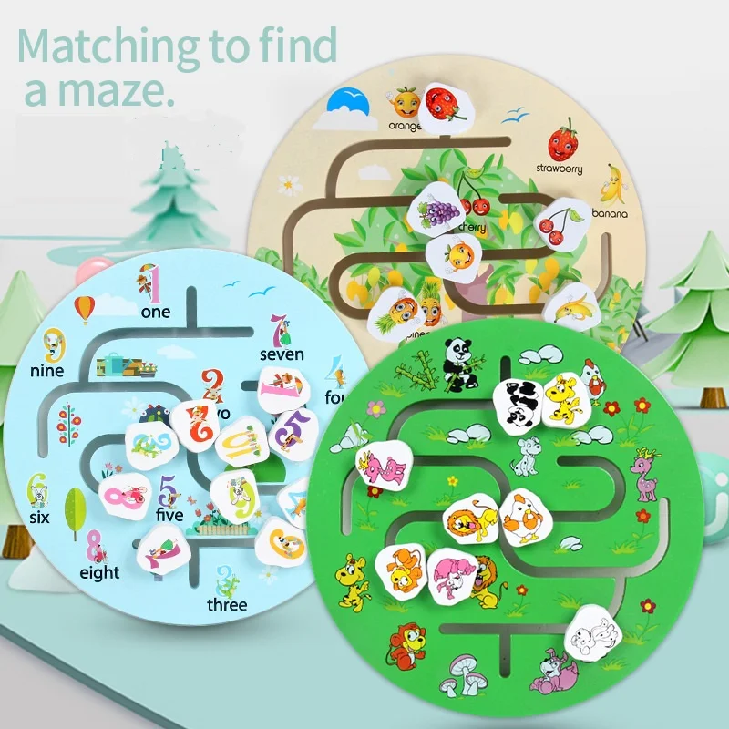 

Деревянный лабиринт-Осьминог головоломка Монтессори игрушки для детей Обучающие деревянные животные лабиринт игра детские игрушки
