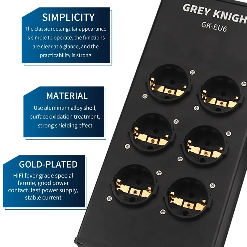 Hi-Fi аудио кондиционер переменного тока очиститель 6-удерживающий алюминиевый