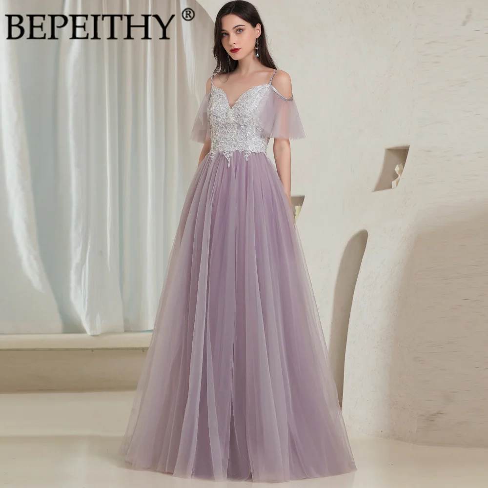 

BEPEITHY Applique Beading Purple Elegant Evening Dresses 2022 Spaghetti Straps Burgundy A Line Prom Party Gown Robe De Soiree