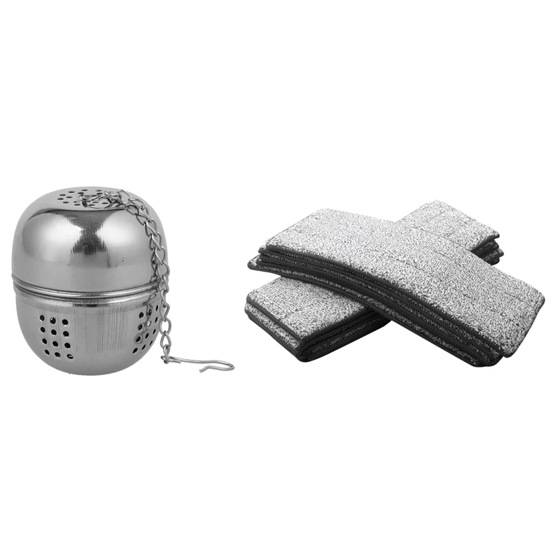 

Stainless Steel Tea Ball With 10PCS Microfiber Mop Pads House Kitchen Floor Cleaning Flat Mop Cloth