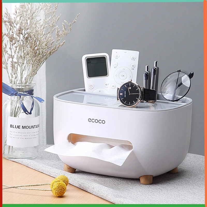 

Exquisite Tissue Box ABS Material Box Storage Grey White Multi-Function Napkin Holder for Bathroom for Bathroom Bedroom Office