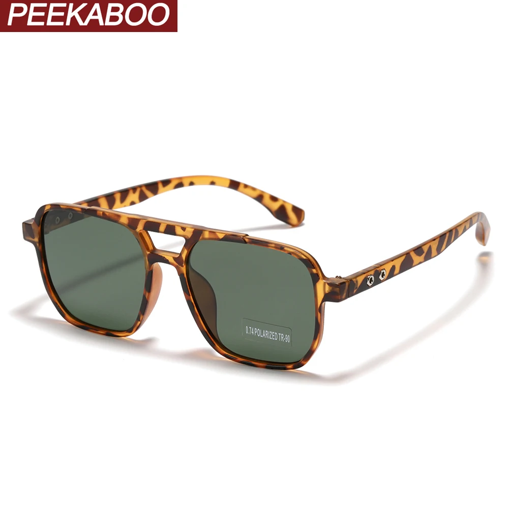 

Peekaboo big frame sunglasses polarized male driving TR90 double bridge retro square sun glasses for women uv400 ultralight men