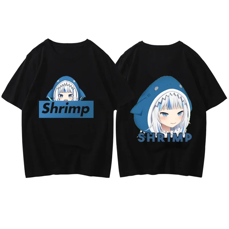 Hololive VTuber Gawr Gura Милая Мужская футболка с принтом креветок уличная одежда женская
