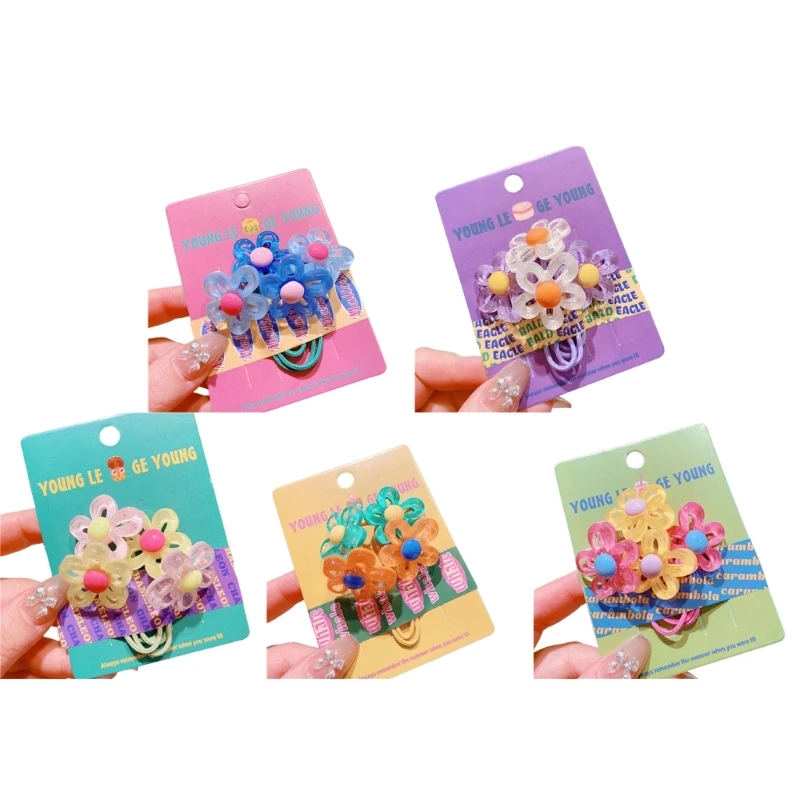 

2Pcs Kids Sweet Headband Flower Hair Band Rubber Band Children Lovely Headdress DropShipping