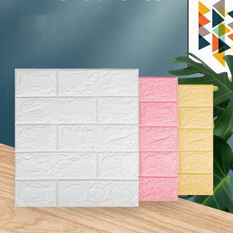 

10Pcs Self-Adhesive 3D Brick Sticker DIY Waterproof Foam Wallpaper Room Kitchen Roof Ceiling Background Wall Decals