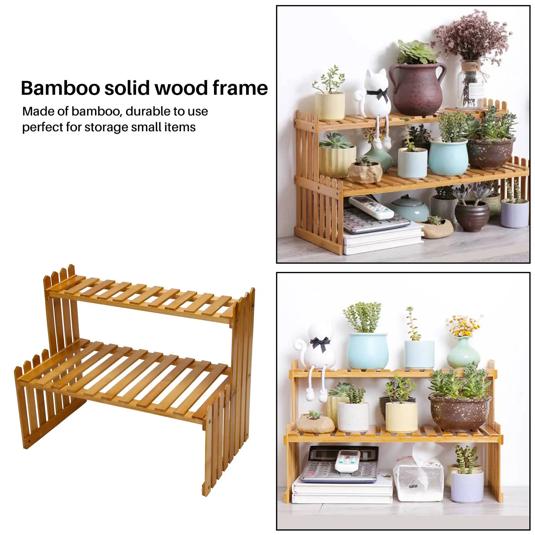 

2 Layers Bamboo Storage Rack Kitchen Spice Jar Bottle Seasoning Rack Decoration Organizer Shelf Home Desktop Racks