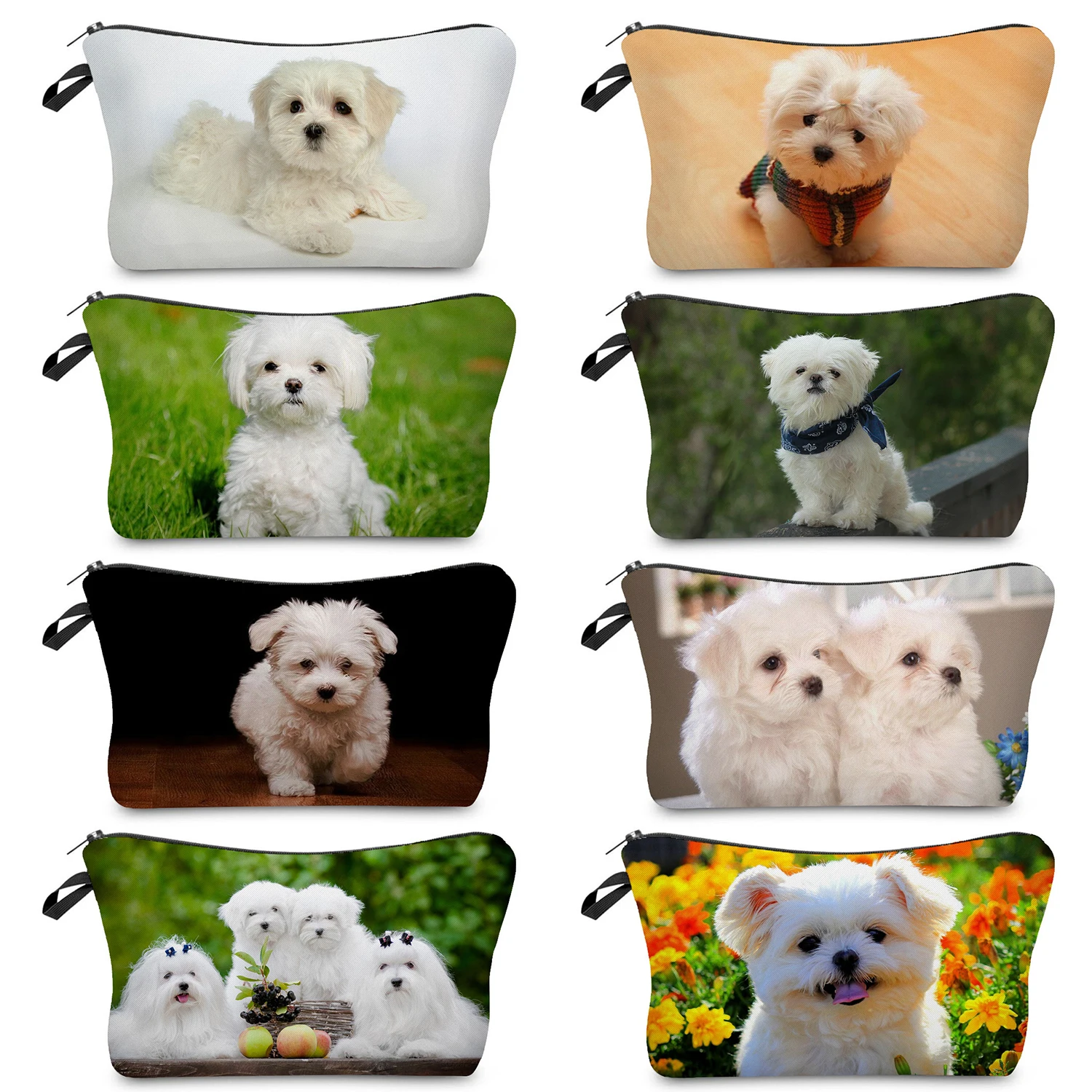 

Makeup Toiletry Kit Portable Beach Travel Eco Friendly Organizer Bag Women's Cosmetic Bag Maltese Dog Cute Animal Printed Casual