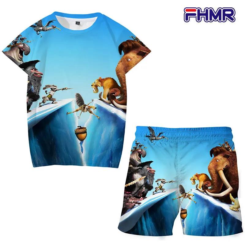 

Детский летний костюм с 3D-принтом, футболка с коротким рукавом и шорты, комплект для мальчиков и девочек, 2023