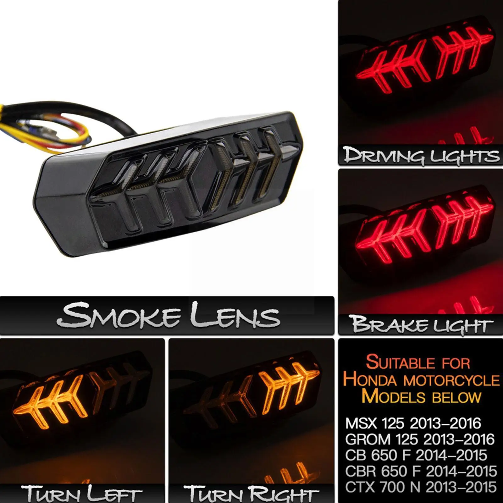 

1 Pcs Motorcycle Modified Rear Tail Lamp Brake Light Indicator Lamp Motorcycle Accessories For Msx125 Cbr650f Ctx700 W1z9