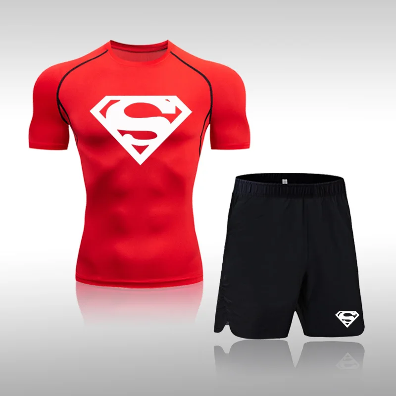 

Men's Compression Jogging Set Workout Sportswear Breathable Shorts Sports Suits Gym Clothing Fitness Yoga Short Sleeve Tight