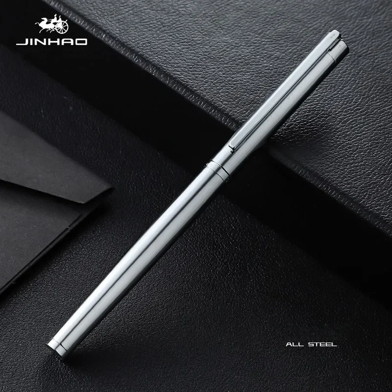 

Перьевая ручка JINHAO 126, цельностальная, платиновая, с тонким наконечником, финансовые студенческие чернильные ручки PK 9019, канцелярские принадлежности, школьные и офисные принадлежности