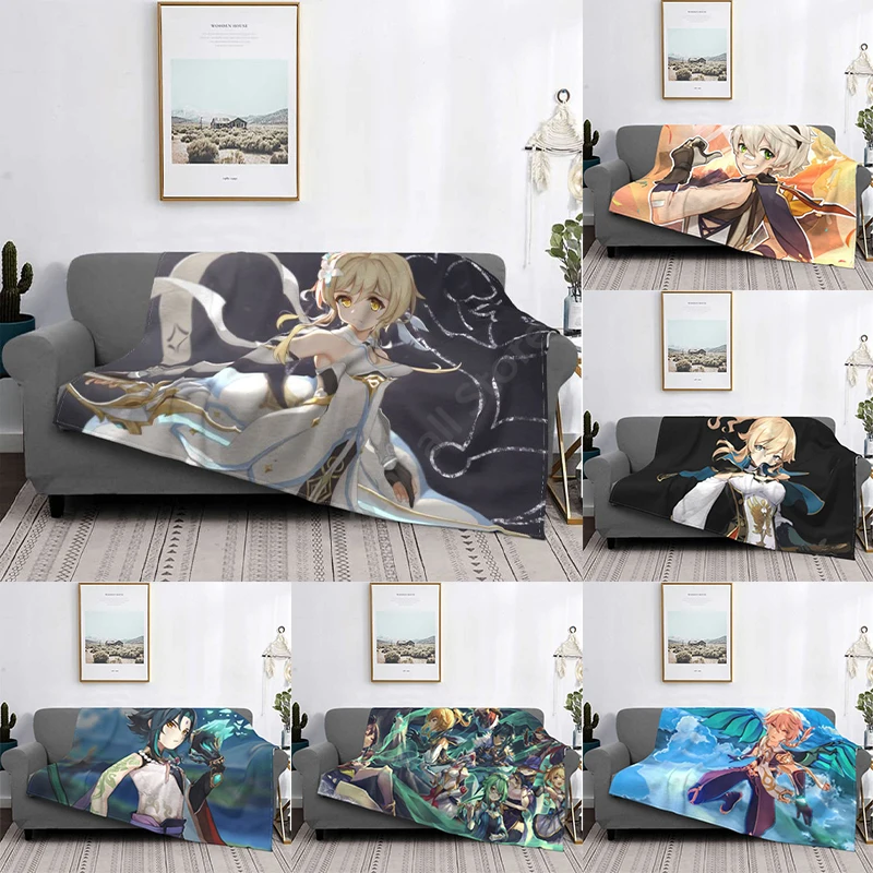 

3D Printed Genshin Super Soft Flannel Blanket Multifunctional Personalized Warmth All Seasons Cool Bed Cover
