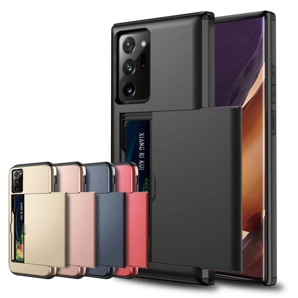 

Business Cases For Samsung Note 20 Ultra Note20 10+ 9 8 Slide Armor Wallet Card Slots Cover For Galaxy Note 20 S20 S10 S9 S8