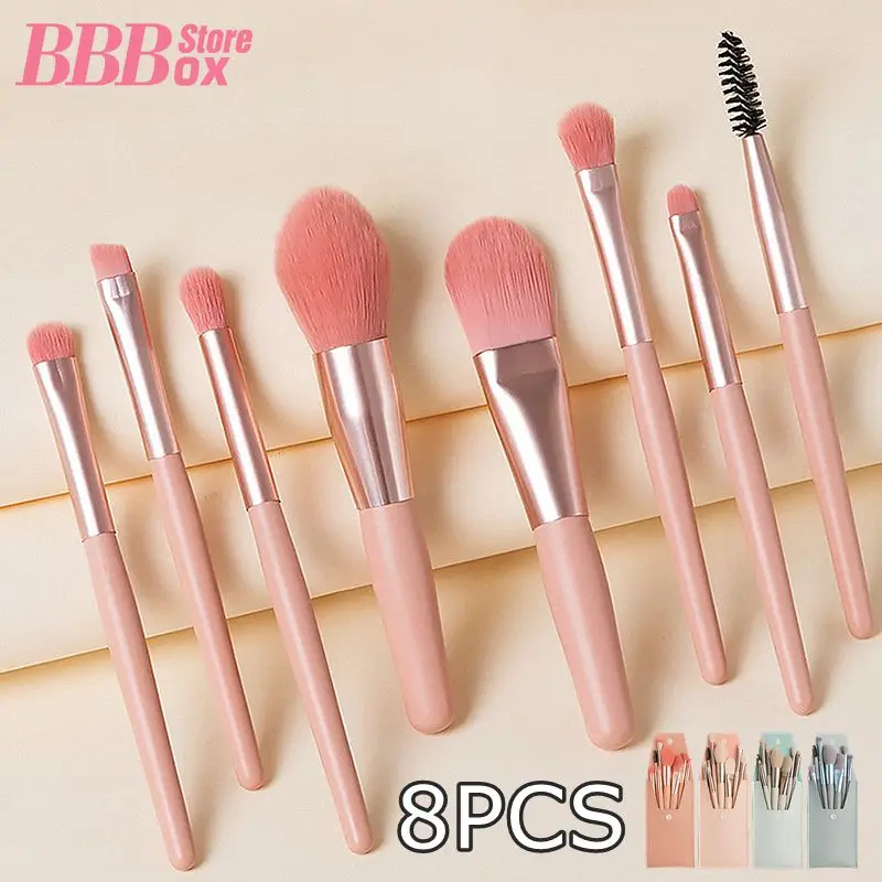 

8Pcs Portable Makeup Brushes Set Women Cosmetic Eyeshadow Blush Powder Shadow Foundation Blush Blending Concealer Make Up Tool