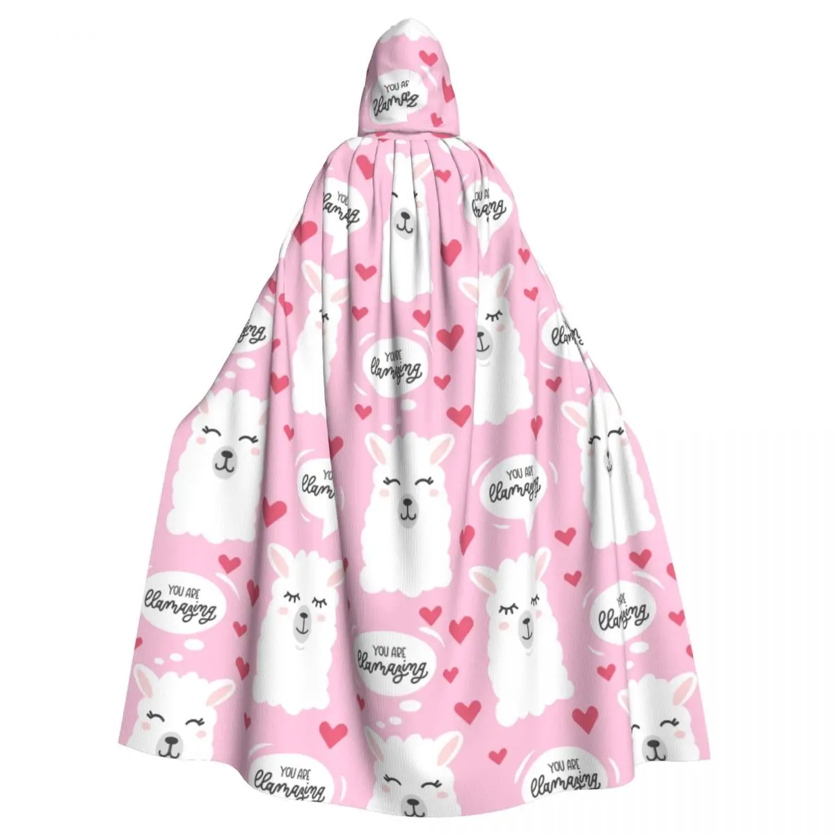 

Adult Cloak Cape Hooded You Are Llamazing Llama Pattern With Heart Medieval Costume Witch Wicca Vampire Elf Purim Carnival Party