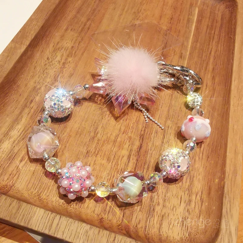 _ Ремешок граффити из бисера цветной бриллиантовый браслет с шариком короткий