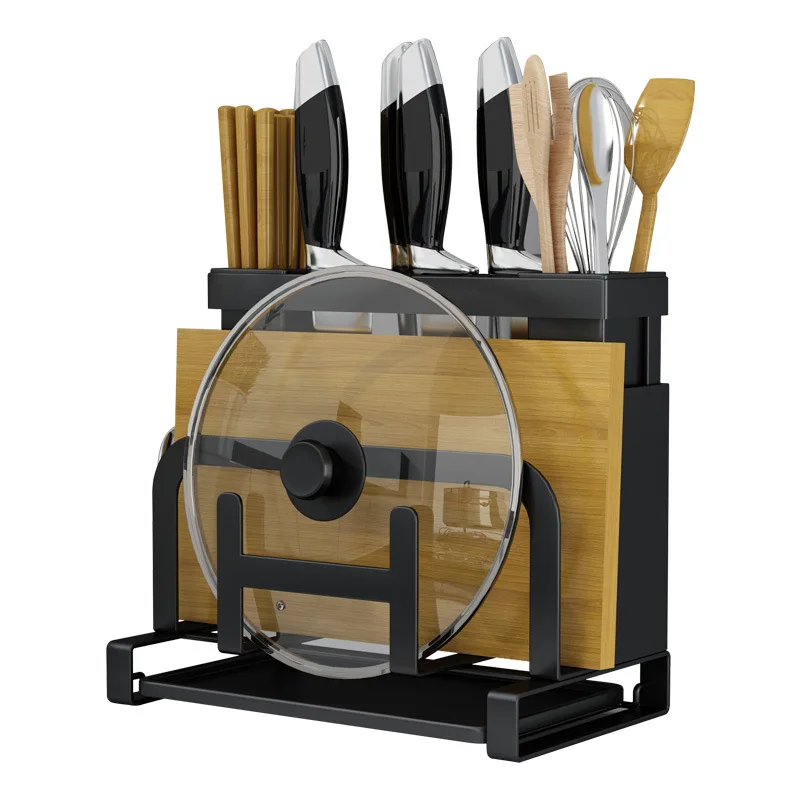 

Кухонный держатель для ножей, настенная разделочная доска без отверстий, полка для хранения ножей, многофункциональная стойка для крышки кастрюли, органайзеры