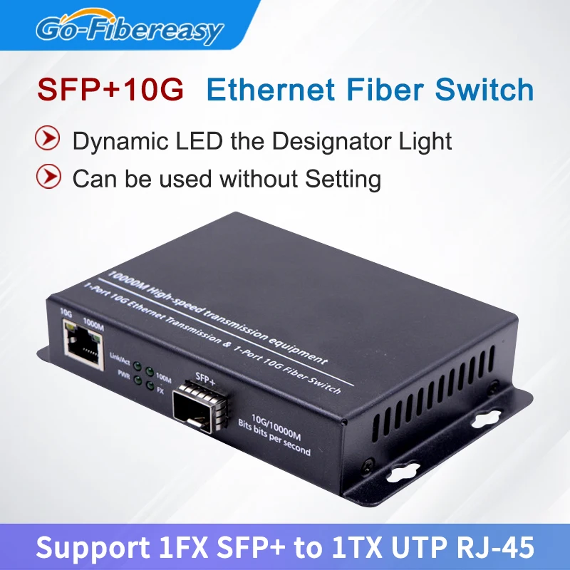 10G SFP+ Media Converter 10GBase-T Ethernet Switch RJ45 to SFP Fiber Optical Transceiver Converter 1T+1SFP Fiber Optic Equipment